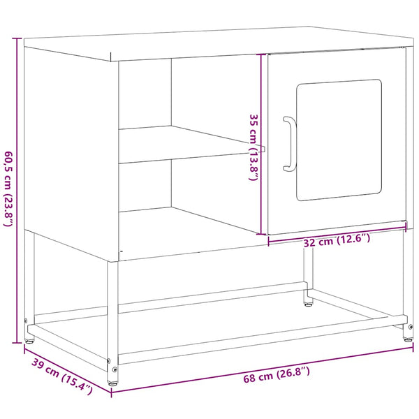 Weißer TV-Schrank aus Stahl, 68 cm