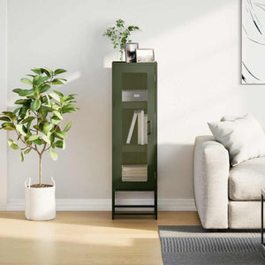 Olivgrünes Highboard, 123cm Stahl