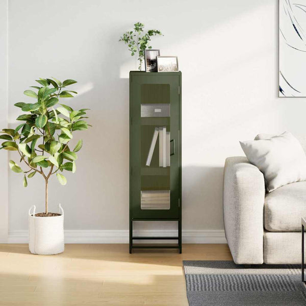 Olivgrünes Highboard, 123cm Stahl