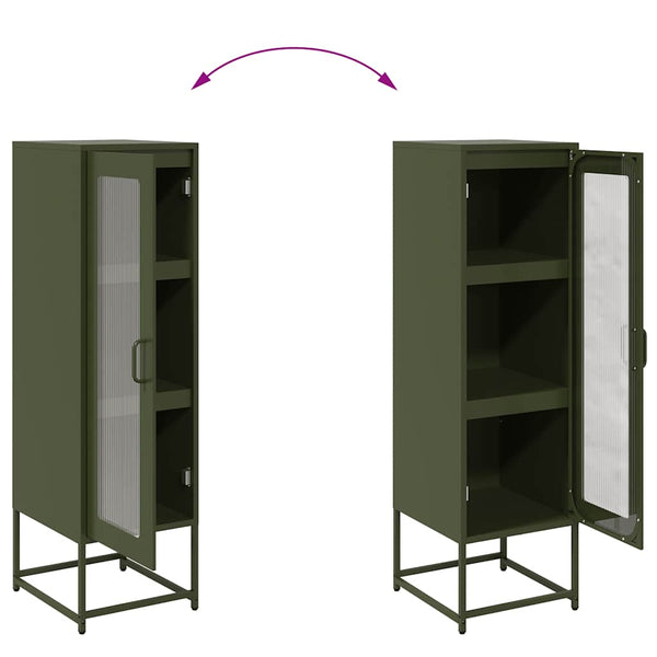 Olivgrünes Highboard, 123cm Stahl