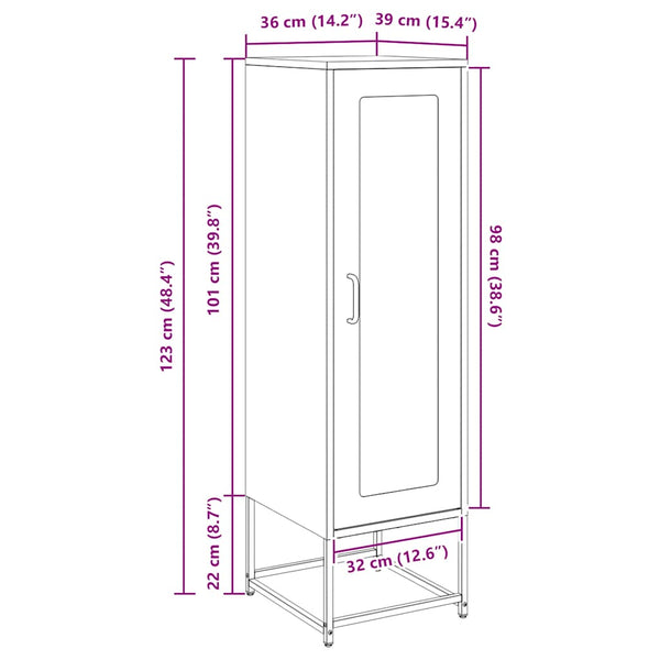 Highboard Weiß Stahl 36x39x123 cm