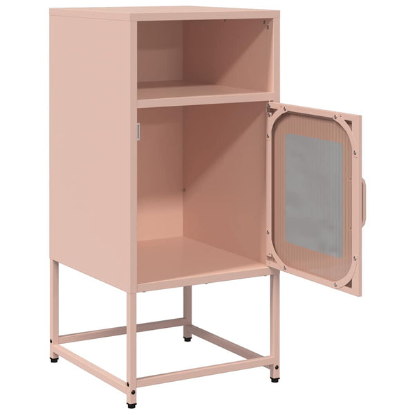 Rosa Nachttisch aus Stahl, 36x39x78 cm