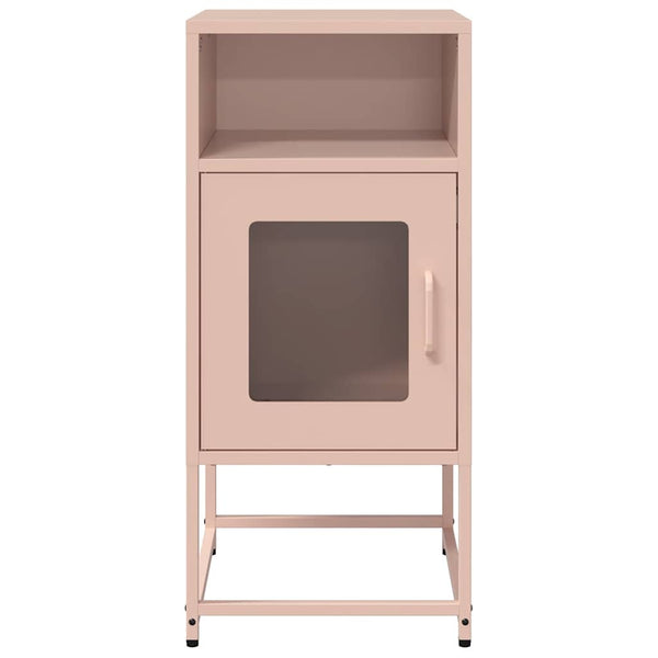 Rosa Nachttisch aus Stahl, 36x39x78 cm