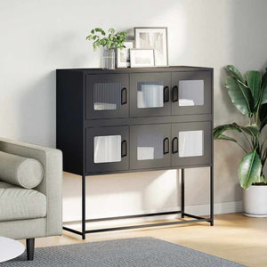 Schwarzes Sideboard, Stahl, 100,5 cm