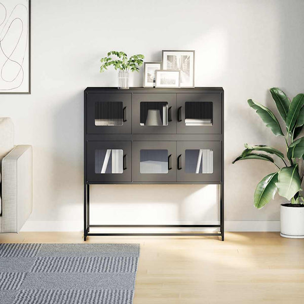 Schwarzes Sideboard, Stahl, 100,5 cm