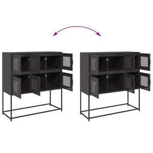 Schwarzes Sideboard, Stahl, 100,5 cm