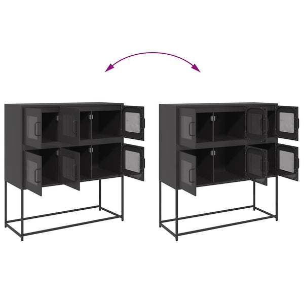 Schwarzes Sideboard, Stahl, 100,5 cm