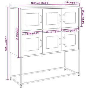 Rosa Sideboard, Stahl, 100,5 cm