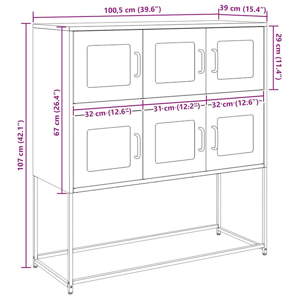 Rosa Sideboard, Stahl, 100,5 cm