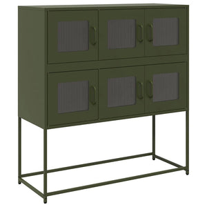 Olivgrünes Sideboard aus Stahl, 100,5 cm