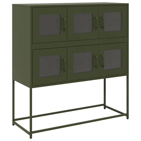 Olivgrünes Sideboard aus Stahl, 100,5 cm