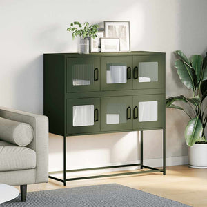 Olivgrünes Sideboard aus Stahl, 100,5 cm