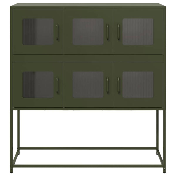 Olivgrünes Sideboard aus Stahl, 100,5 cm