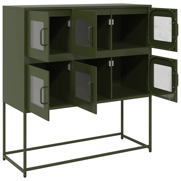 Olivgrünes Sideboard aus Stahl, 100,5 cm