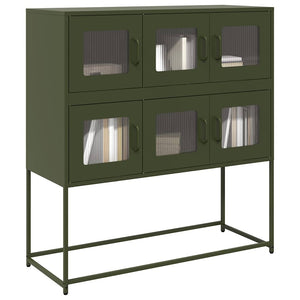 Olivgrünes Sideboard aus Stahl, 100,5 cm