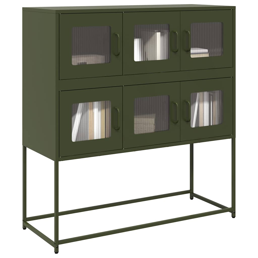 Olivgrünes Sideboard aus Stahl, 100,5 cm