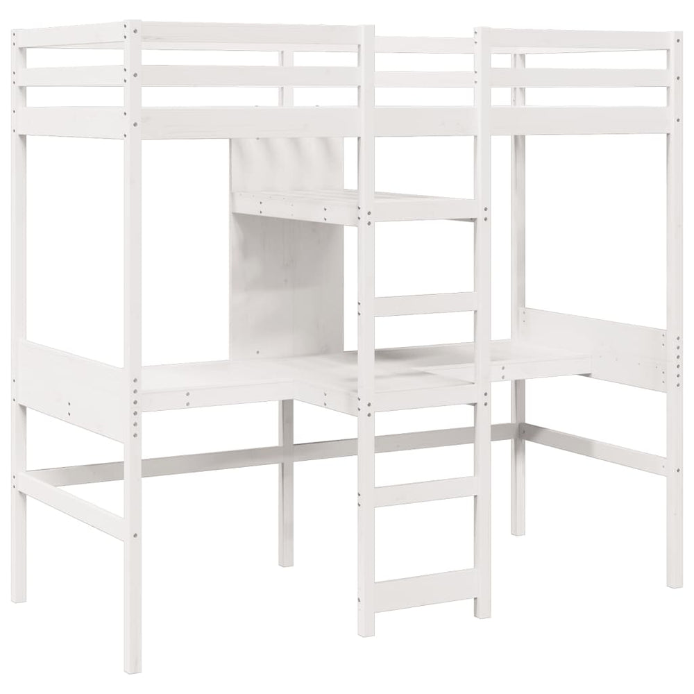 Hochbett mit Schreibtisch Weiß 90x200 cm