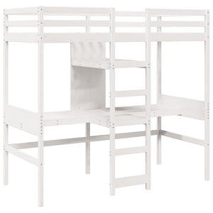 Hochbett mit Schreibtisch Weiß 90x200 cm
