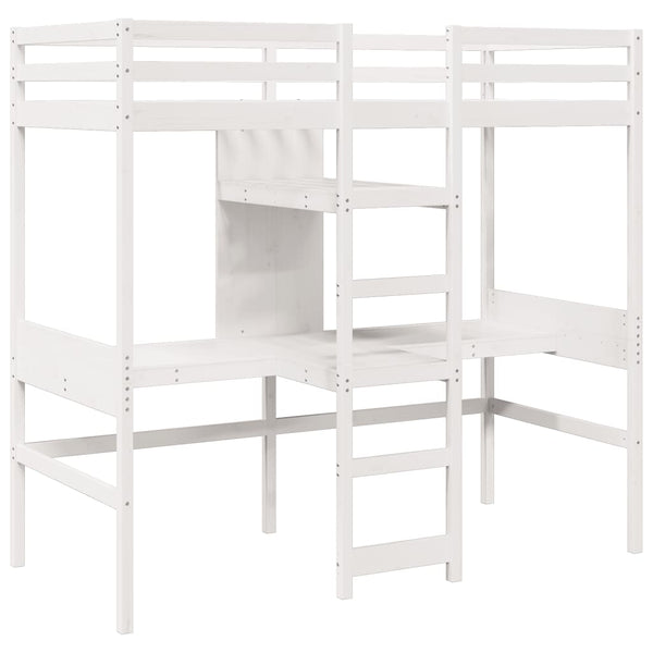 Hochbett mit Schreibtisch Weiß 90x200 cm