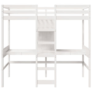 Hochbett mit Schreibtisch Weiß 90x200 cm