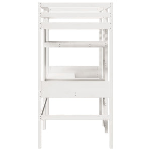 Hochbett mit Schreibtisch Weiß 90x200 cm
