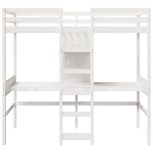 Weißes Hochbett 80x200 cm Kiefer Massivholz