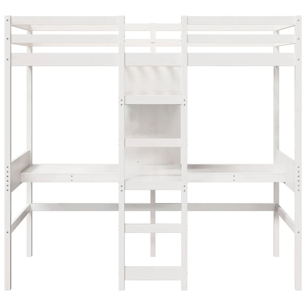 Weißes Hochbett 80x200 cm Kiefer Massivholz