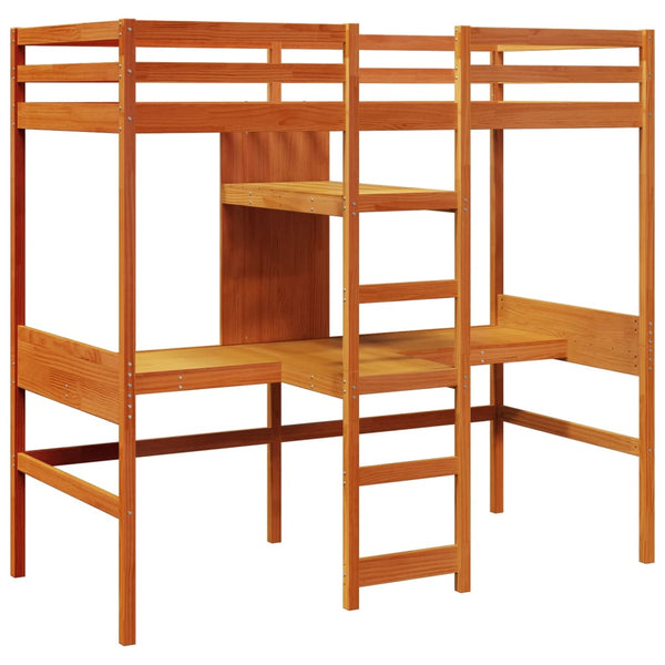 Hochbett 80x200 cm Kiefer Massivholz Wachsbraun