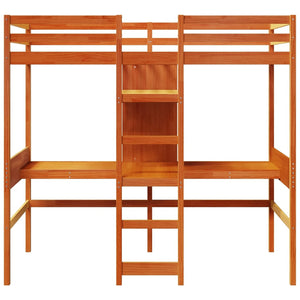 Hochbett 80x200 cm Kiefer Massivholz Wachsbraun