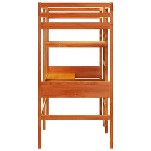 Hochbett 80x200 cm Kiefer Massivholz Wachsbraun