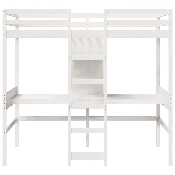 Hochbett Weiß 90x190 cm Kiefer Massivholz