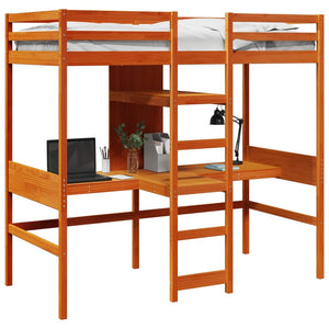 Hochbett 90x190 cm Kiefer Massivholz Wachsbraun