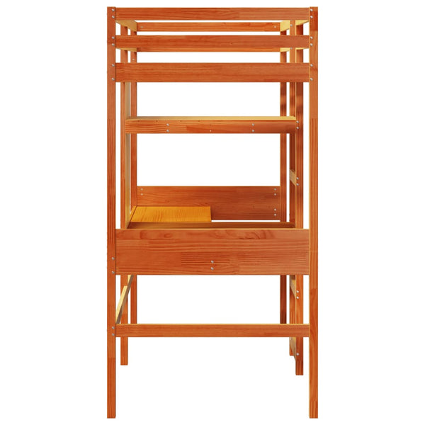 Hochbett 90x190 cm Kiefer Massivholz Wachsbraun