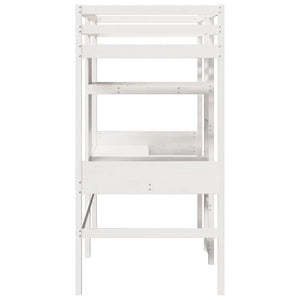 Hochbett 75x190 cm Kiefer Massivholz Weiß
