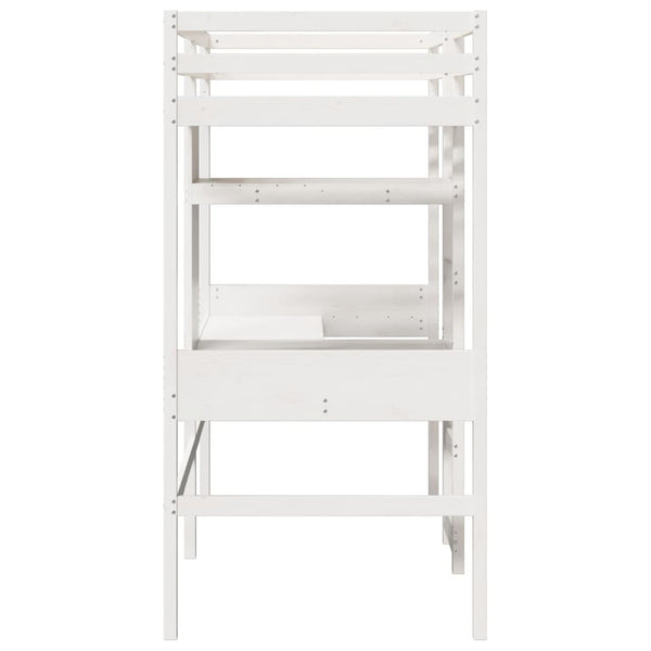 Hochbett 75x190 cm Kiefer Massivholz Weiß