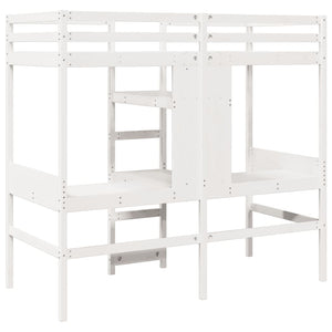Hochbett 75x190 cm Kiefer Massivholz Weiß