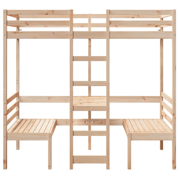 Hochbett mit Schreibtisch Kiefer 90x200 cm