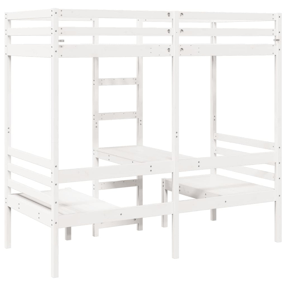Hochbett mit Schreibtisch Weiß 90x200 cm