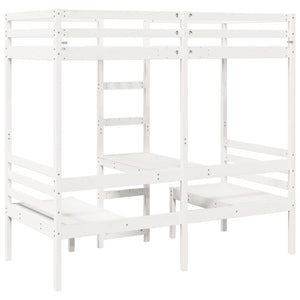 Hochbett mit Schreibtisch Weiß 90x200 cm