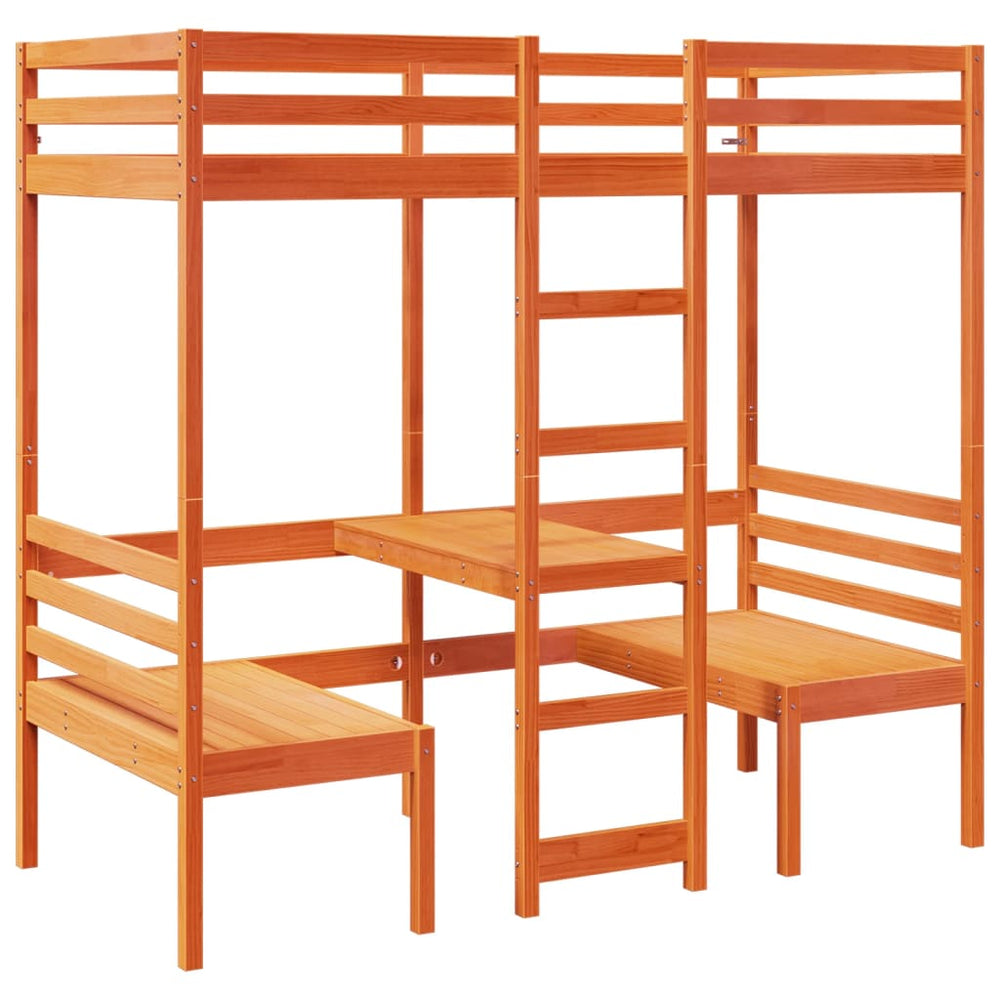 Hochbett mit Schreibtisch & Stühlen 90x200 cm