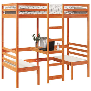 Hochbett mit Schreibtisch & Stühlen 90x200 cm