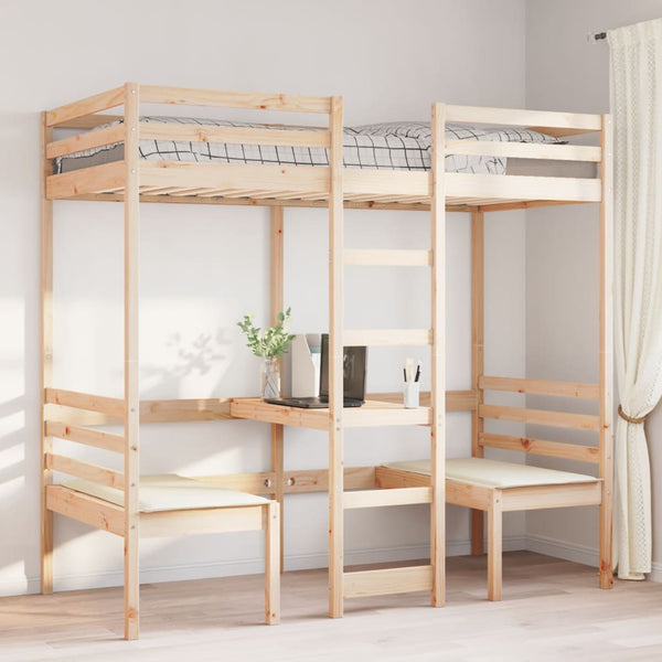 Hochbett mit Schreibtisch Kiefer 80x200 cm
