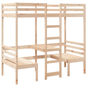 Hochbett mit Schreibtisch Kiefer 90x190 cm
