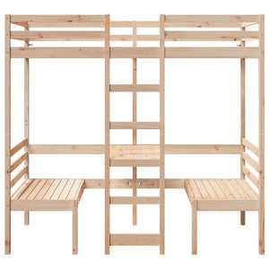 Hochbett mit Schreibtisch Kiefer 90x190 cm