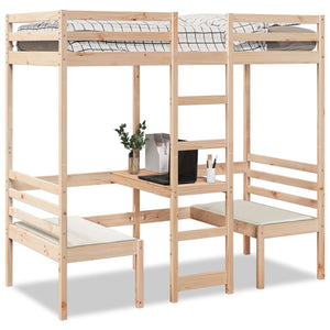 Hochbett mit Schreibtisch Kiefer 90x190 cm