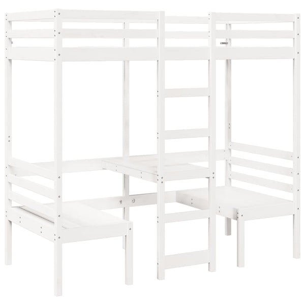 Hochbett mit Schreibtisch Kiefer 90x190 cm