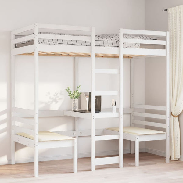 Hochbett mit Schreibtisch Kiefer 90x190 cm