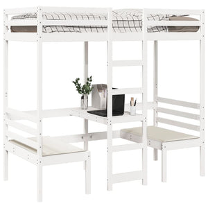 Hochbett mit Schreibtisch Kiefer 90x190 cm