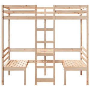 Hochbett mit Schreibtisch Kiefer 75x190 cm