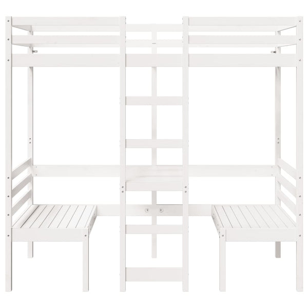 Hochbett mit Schreibtisch & Stühlen Weiß 75x190 cm